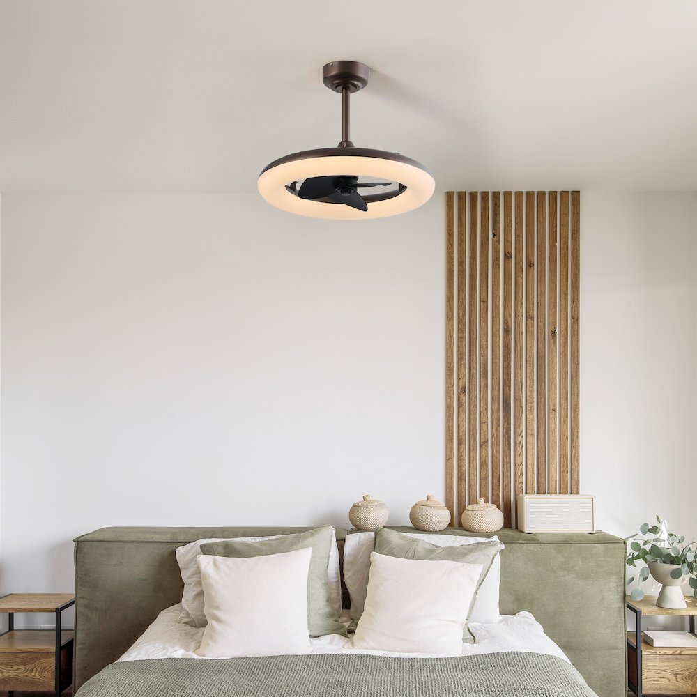 21.5" 6-Speed Metal Dimmable Smart Integrated LED Ceiling Fan, Deep Espresso. Picture 5