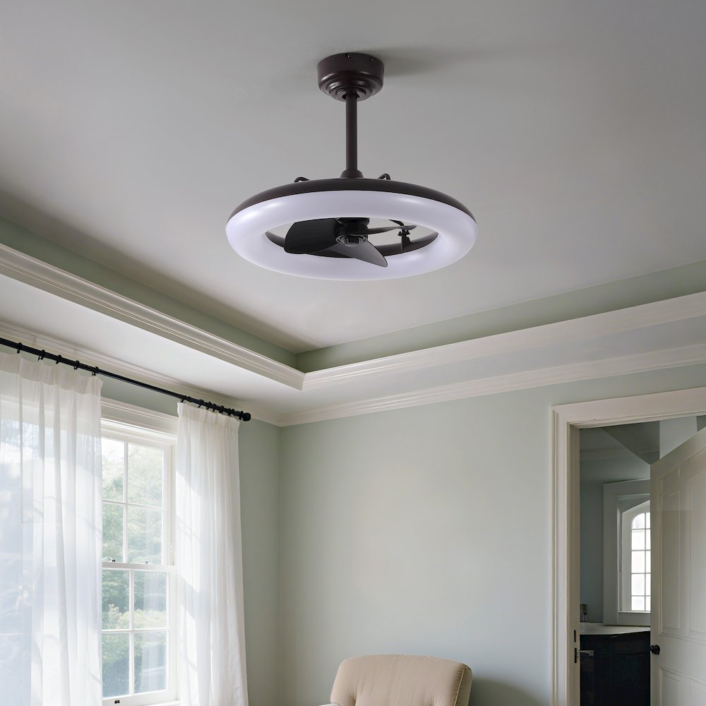 21.5" 6-Speed Metal Dimmable Smart Integrated LED Ceiling Fan, Deep Espresso. Picture 4