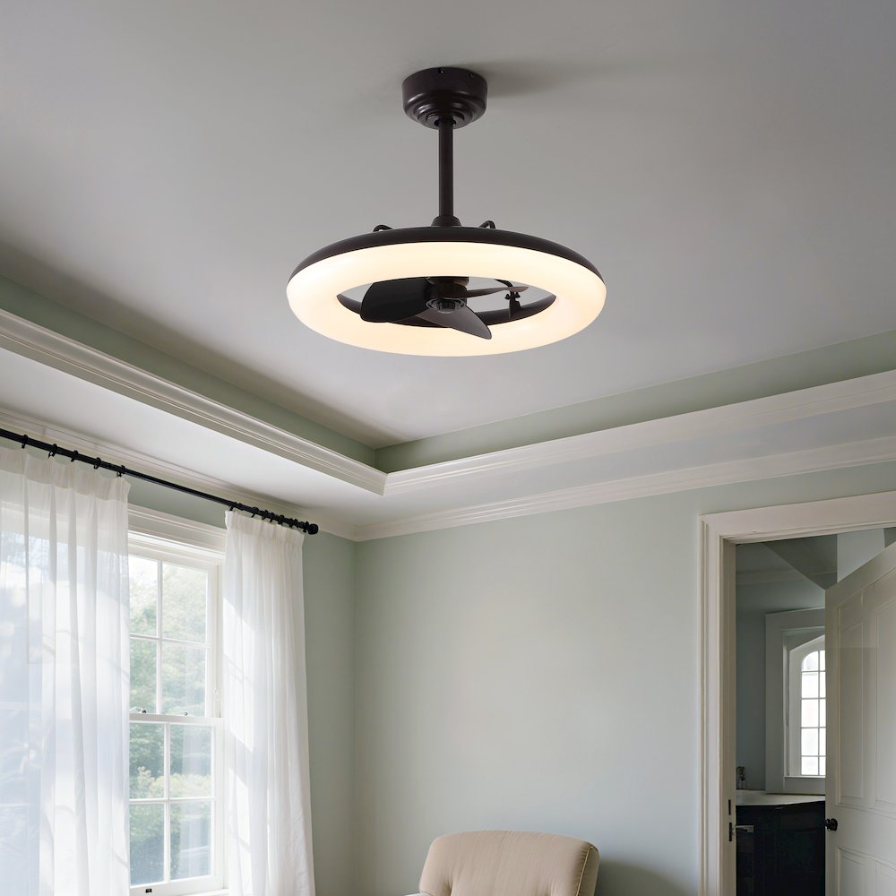21.5" 6-Speed Metal Dimmable Smart Integrated LED Ceiling Fan, Deep Espresso. Picture 3