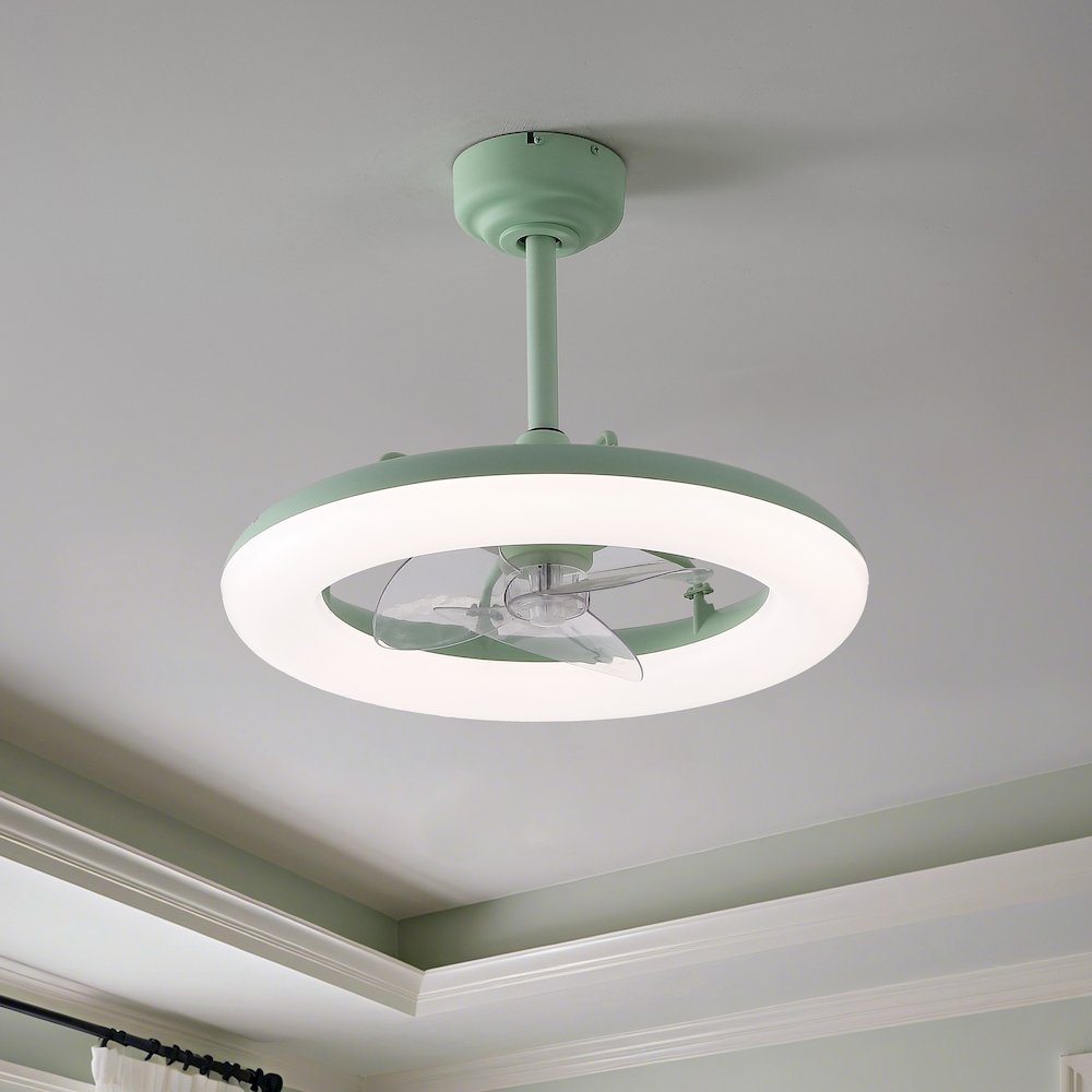 21.5" 6-Speed Metal Dimmable Smart Integrated LED Ceiling Fan, Pistachio Gelato. Picture 8