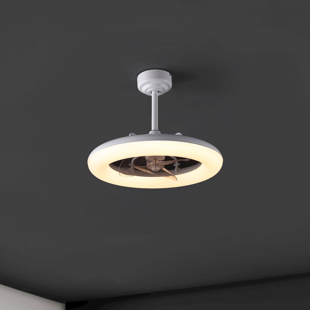 21.5" 6-Speed Metal Dimmable Smart Integrated LED Ceiling Fan, Frost White. Picture 8
