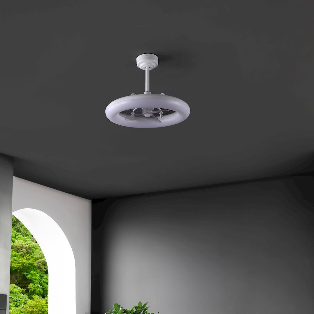 21.5" 6-Speed Metal Dimmable Smart Integrated LED Ceiling Fan, Frost White. Picture 4