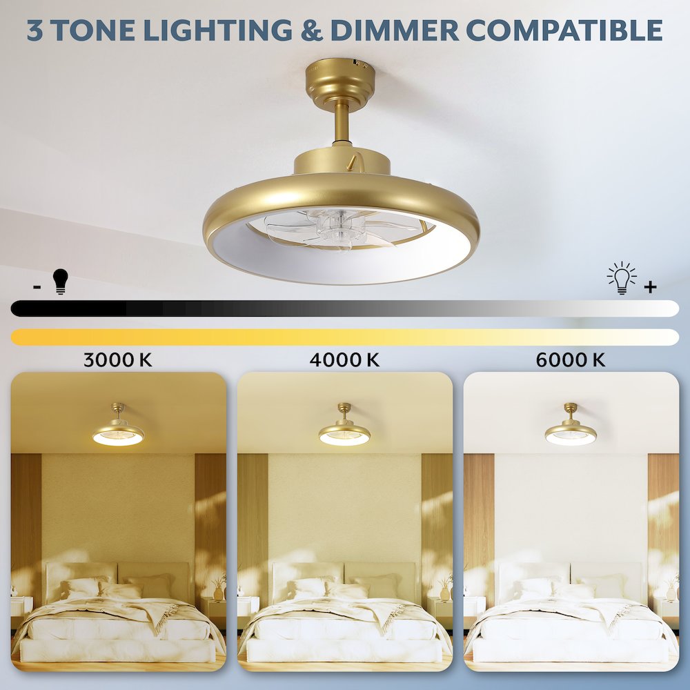Modern Contemporary 6-Speed Metal Dimmable Smart Integrated LED Ceiling Fan. Picture 3