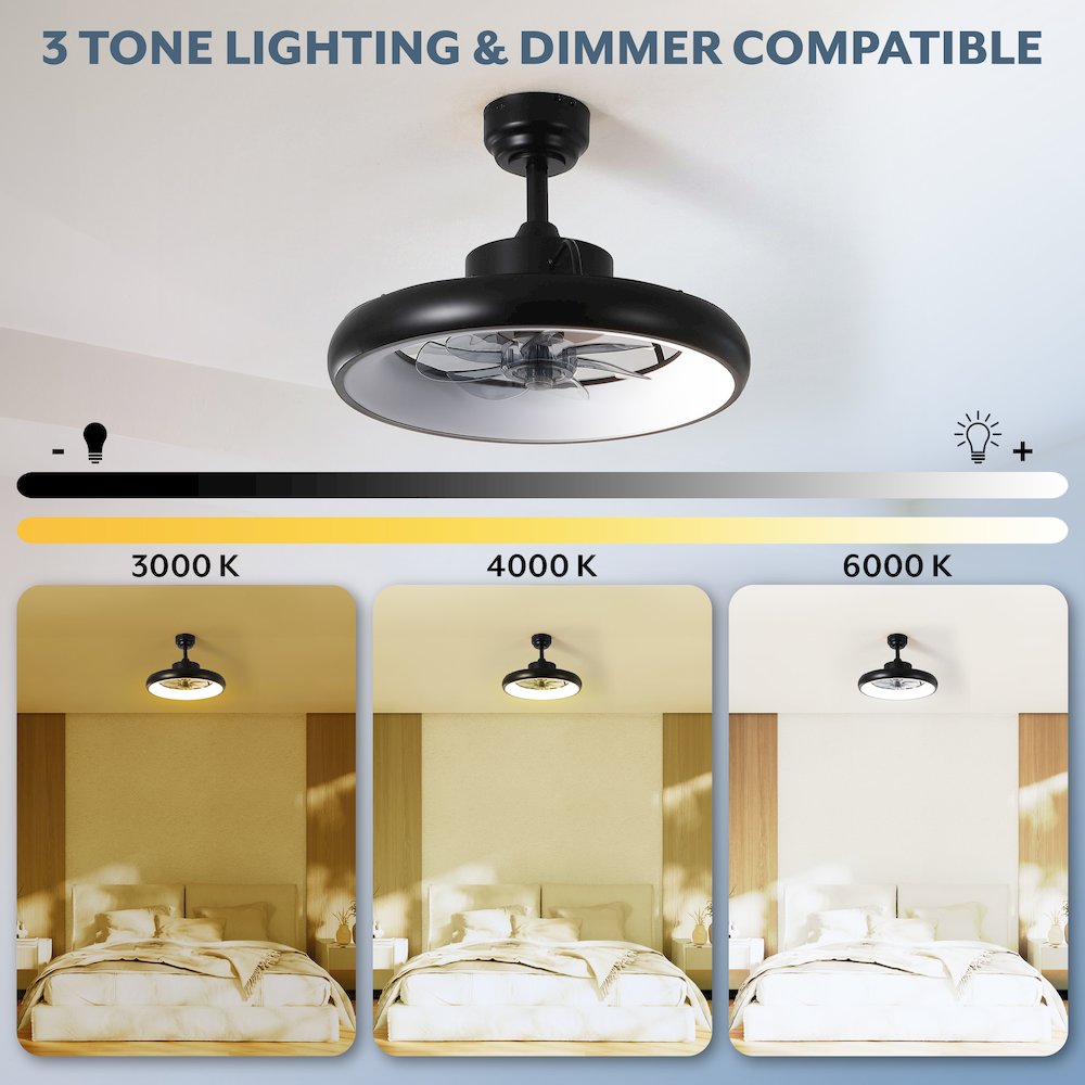 Modern Contemporary 6-Speed Metal Dimmable Smart Integrated LED Ceiling Fan. Picture 3