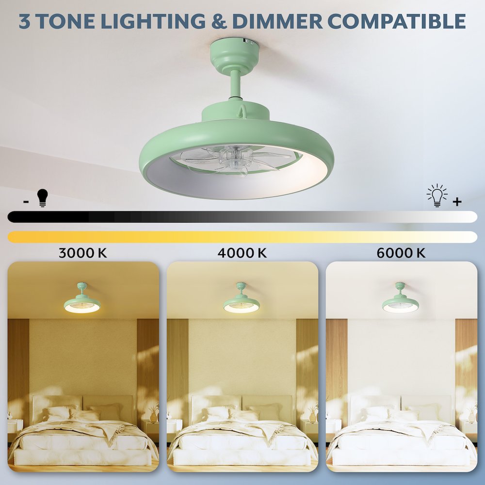 Modern Contemporary 6-Speed Metal Dimmable Smart Integrated LED Ceiling Fan. Picture 3