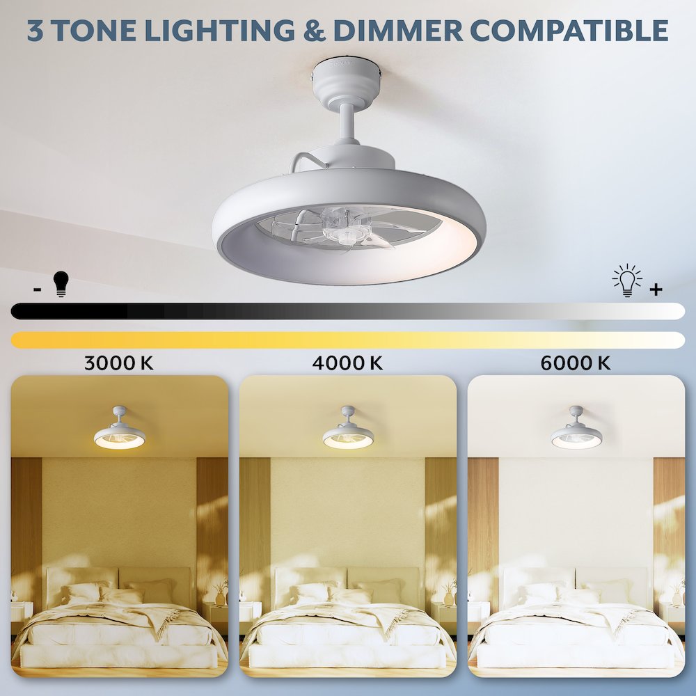 Modern Contemporary 6-Speed Metal Dimmable Smart Integrated LED Ceiling Fan. Picture 3