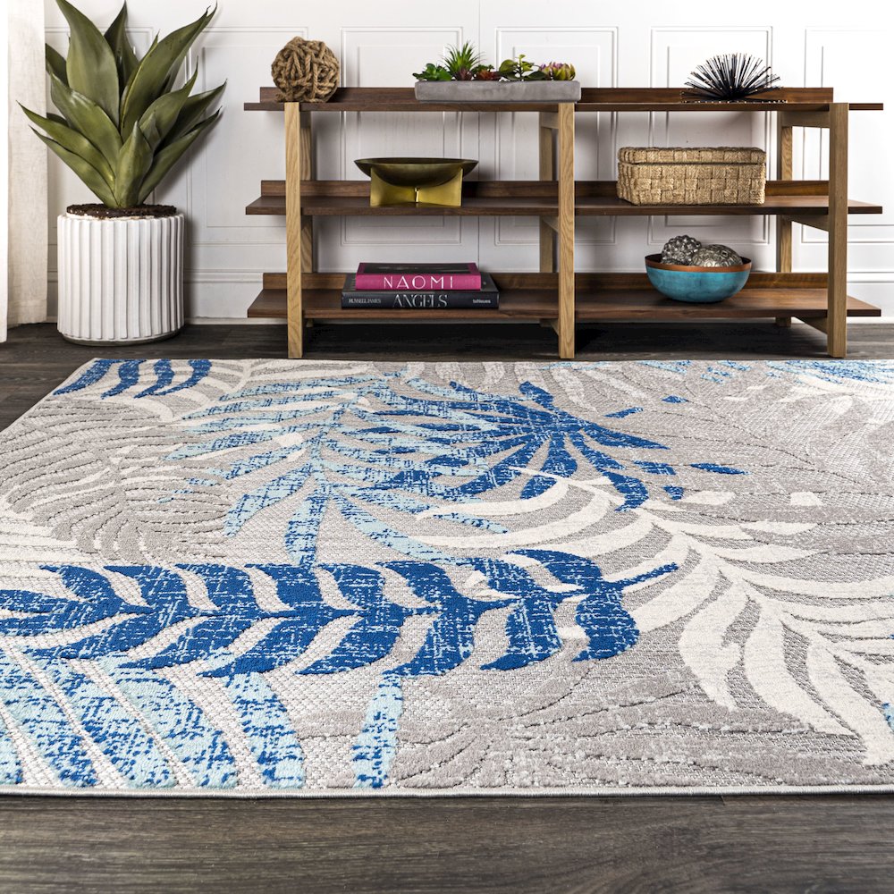 Tropics Palm Leaves Indoor/Outdoor Area Rug. Picture 3
