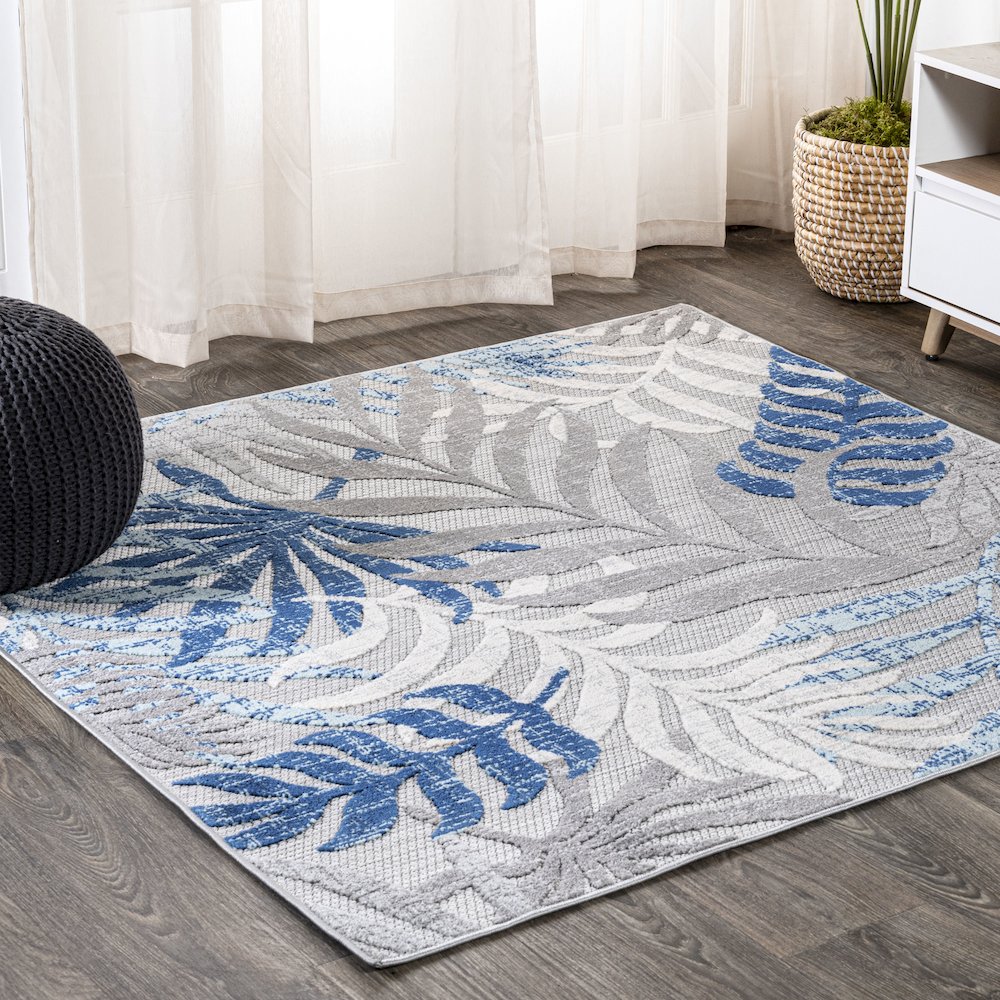 Tropics Palm Leaves Indoor/Outdoor Area Rug. Picture 2