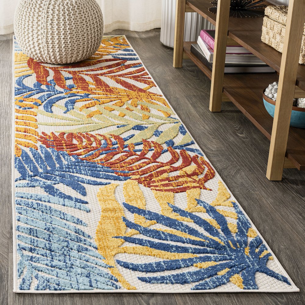 Tropics Palm Leaves Indoor/Outdoor Area Rug. Picture 2