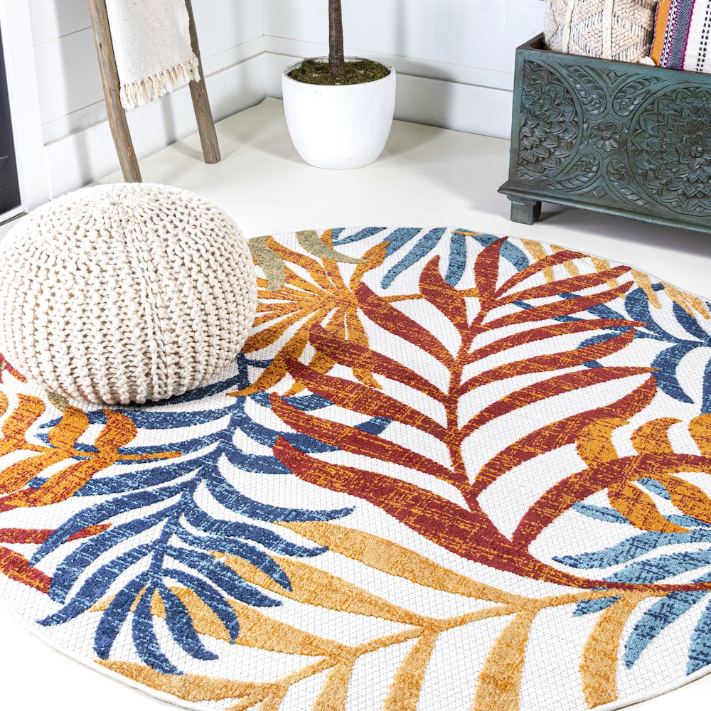 Tropics Palm Leaves Indoor/Outdoor Area Rug. Picture 2