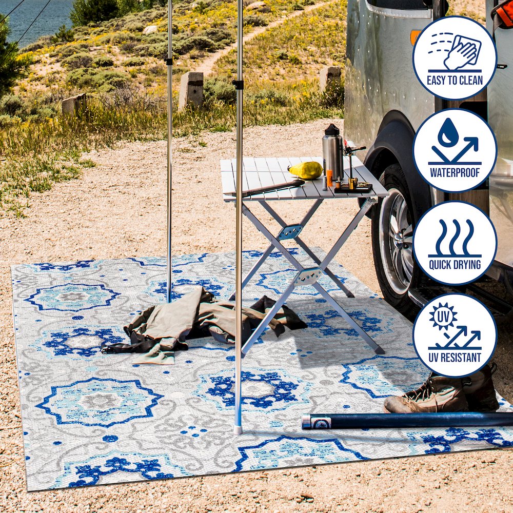 Mediterranean Medallion Indoor/Outdoor Area Rug. Picture 8