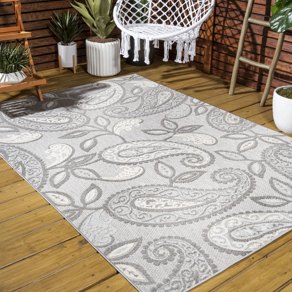 Julien Paisley High-Low Indoor/Outdoor Area Rug. Picture 7