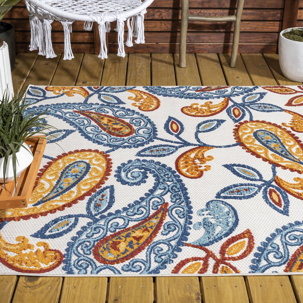 Julien Paisley High-Low Indoor/Outdoor Area Rug. Picture 7