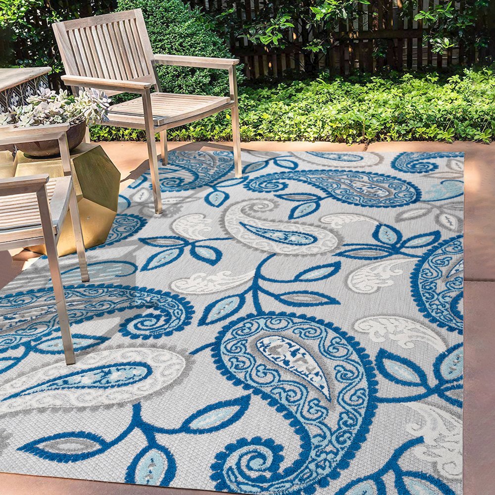 Julien Paisley High-Low Indoor/Outdoor Area Rug. Picture 5
