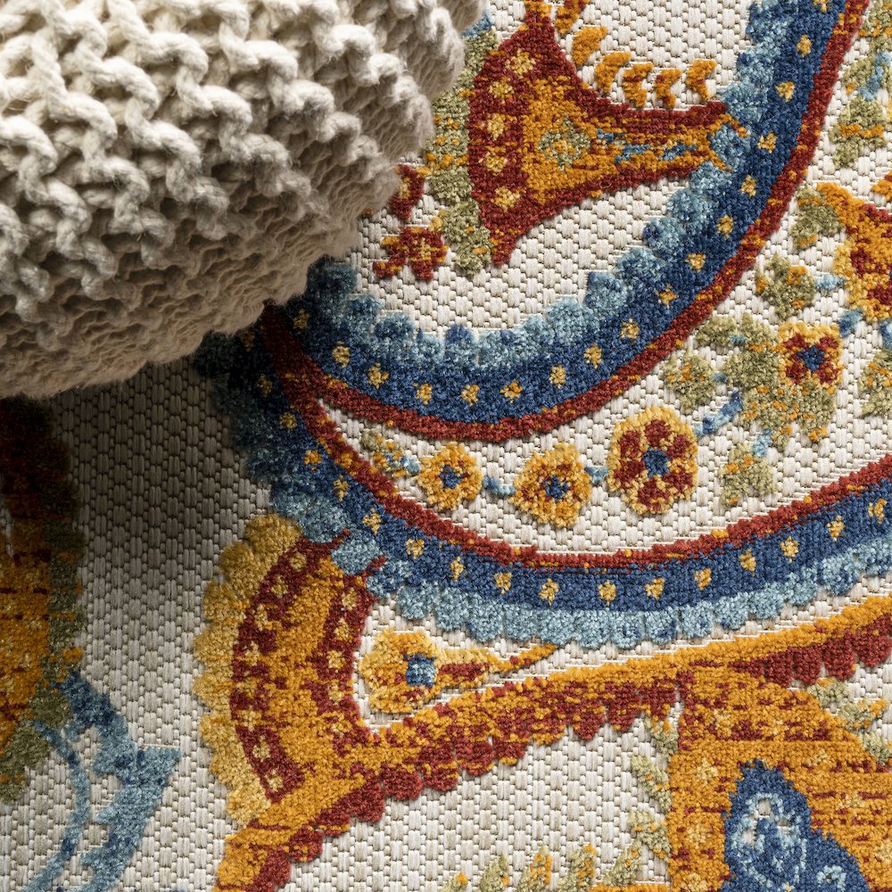 Gordes Paisley High-Low Indoor/Outdoor Area Rug. Picture 4