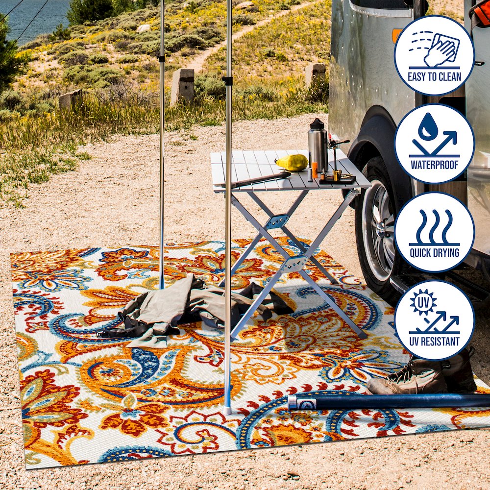 Gordes Paisley High-Low Indoor/Outdoor Area Rug. Picture 10