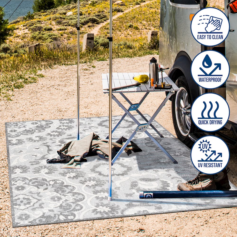 Lucena Modern Medallion High-Low Indoor/Outdoor Area Rug. Picture 10