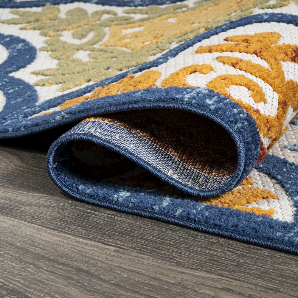 Cassis Ornate Ogee Trellis High-Low Indoor/Outdoor Area Rug. Picture 8