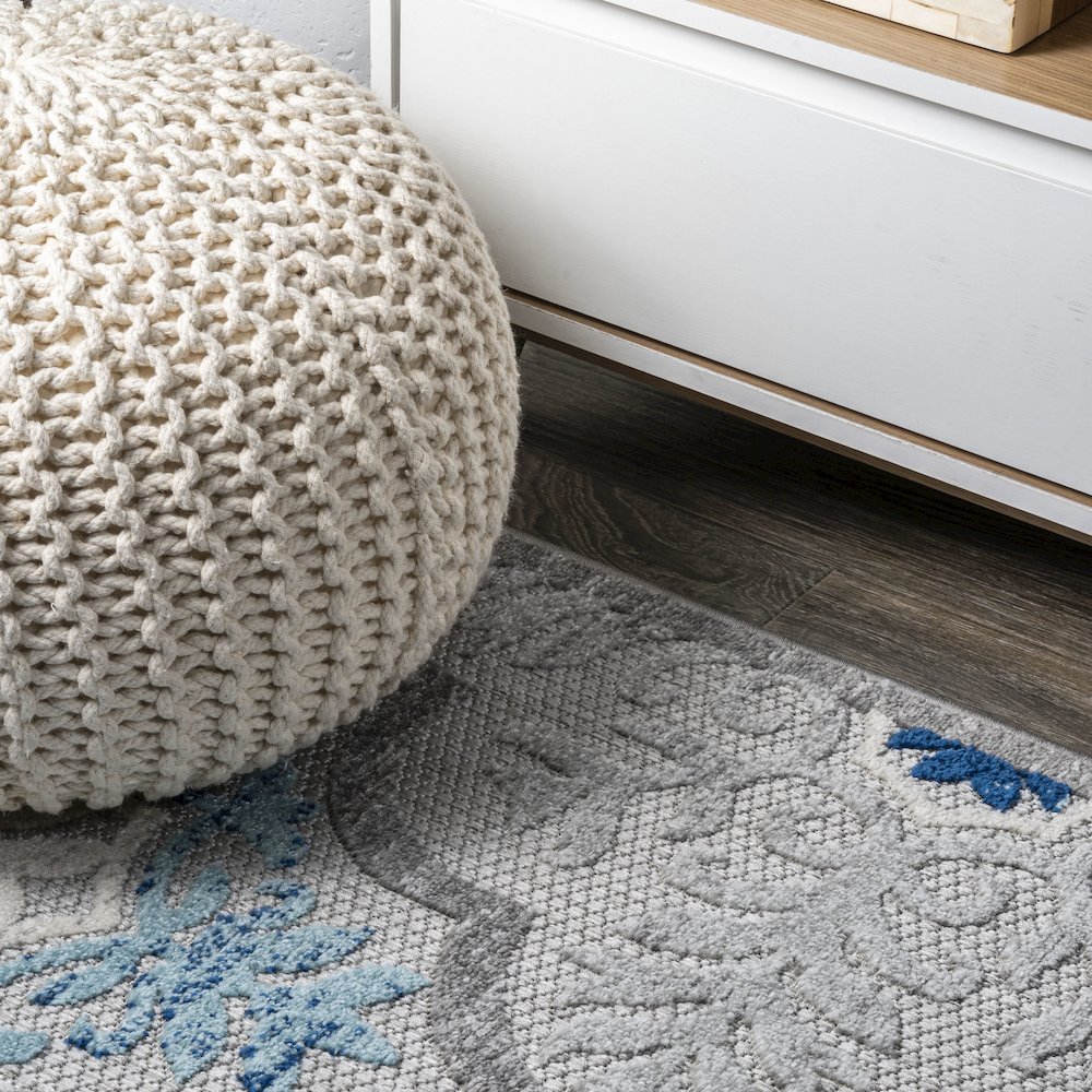 Cassis Ornate Ogee Trellis High-Low Indoor/Outdoor Area Rug. Picture 5