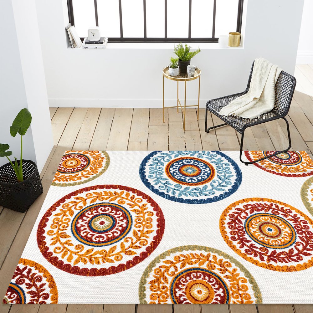 Circus Medallion High-Low Indoor/Outdoor Area Rug. Picture 15