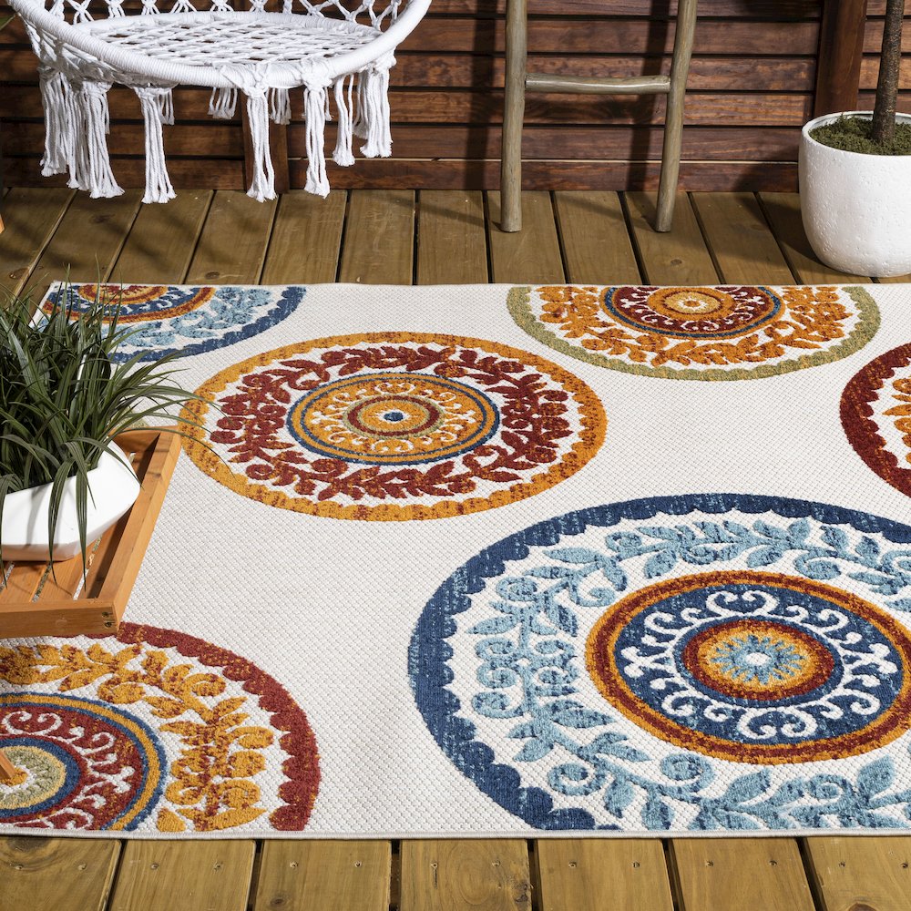 Circus Medallion High-Low Indoor/Outdoor Area Rug. Picture 7
