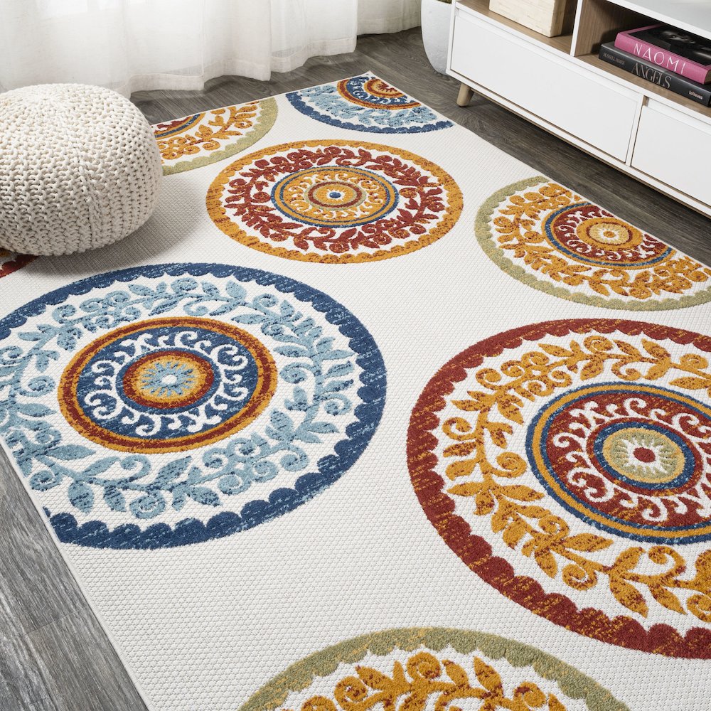 Circus Medallion High-Low Indoor/Outdoor Area Rug. Picture 4