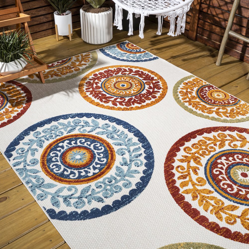 Circus Medallion High-Low Indoor/Outdoor Area Rug. Picture 8