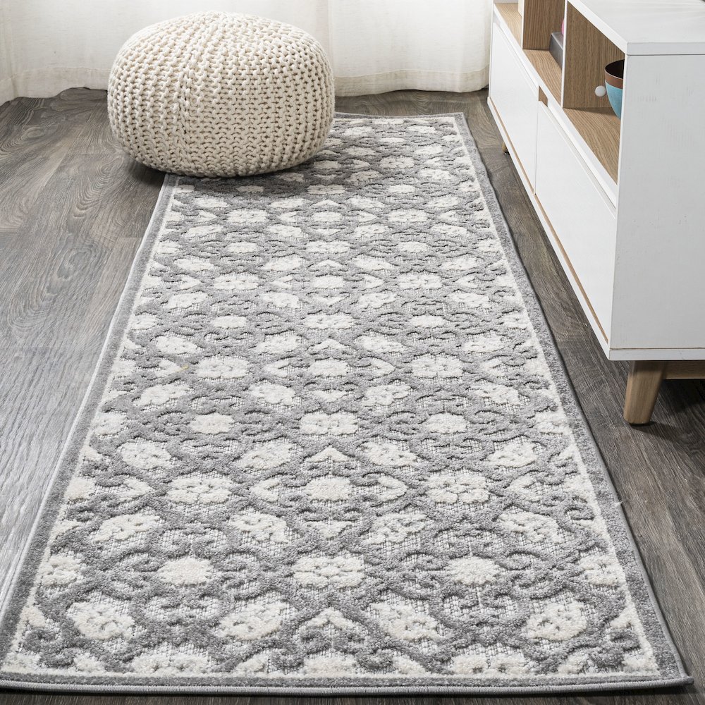 Gallia Tile Trellis High-Low Indoor/Outdoor Area Rug. Picture 2