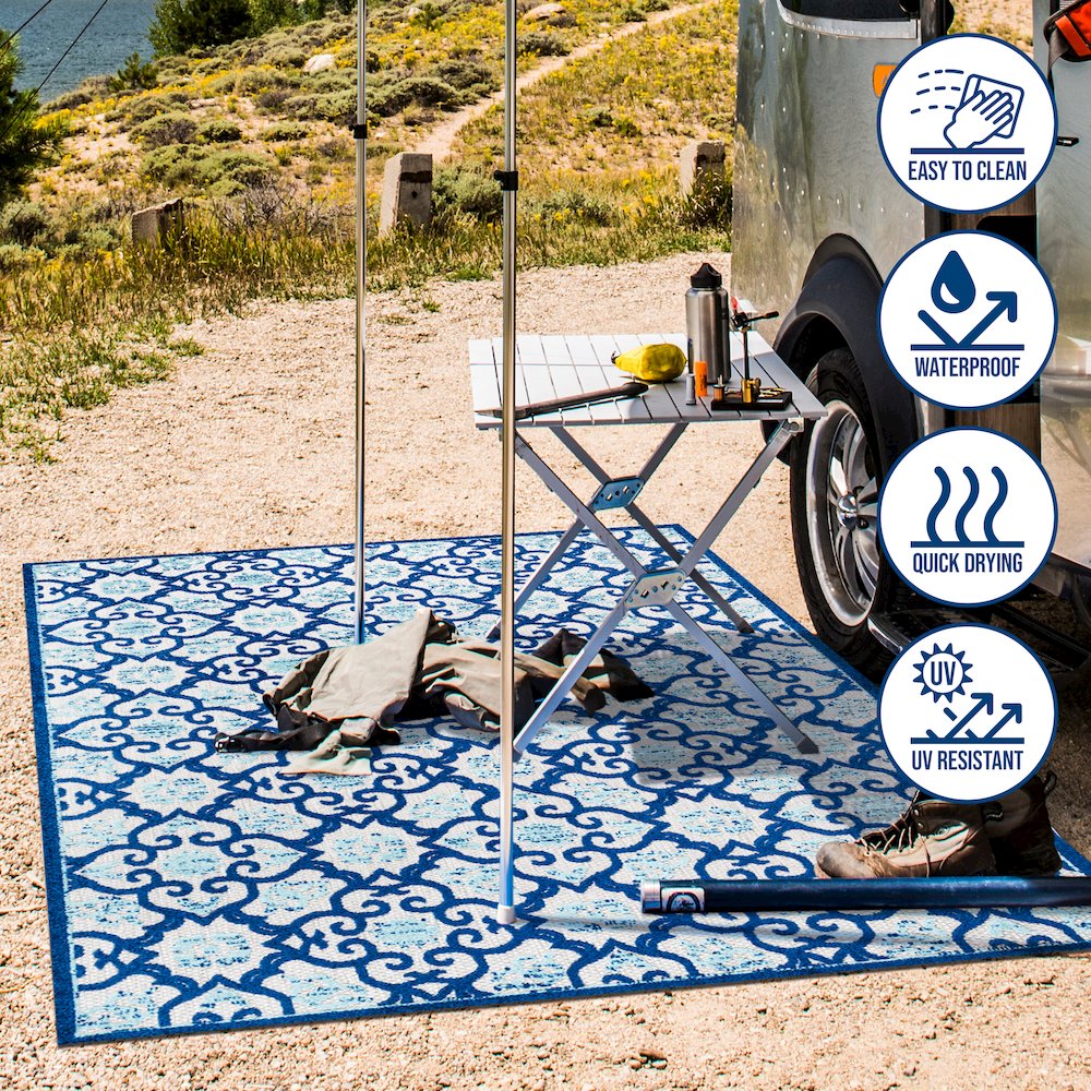 Gallia Tile Trellis High-Low Indoor/Outdoor Area Rug. Picture 10
