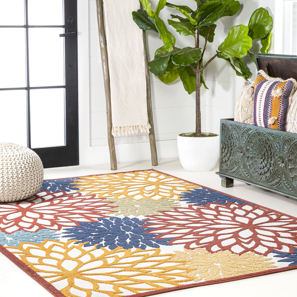 Minori Floral Indoor/Outdoor Area Rug. Picture 5
