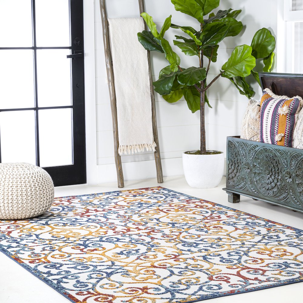 Atrani Scroll Trellis Indoor/Outdoor Area Rug. Picture 5