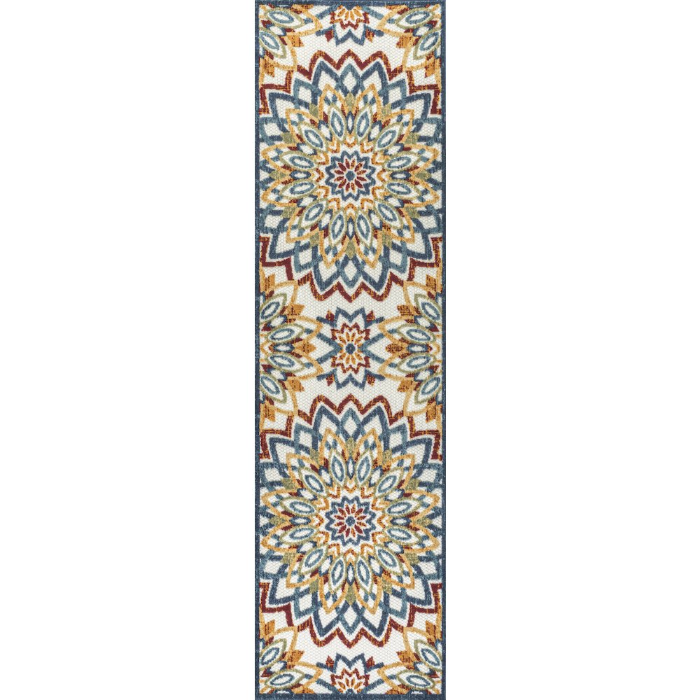 Flora Abstract Bold Mandala High-Low Indoor/Outdoor Area Rug. Picture 1