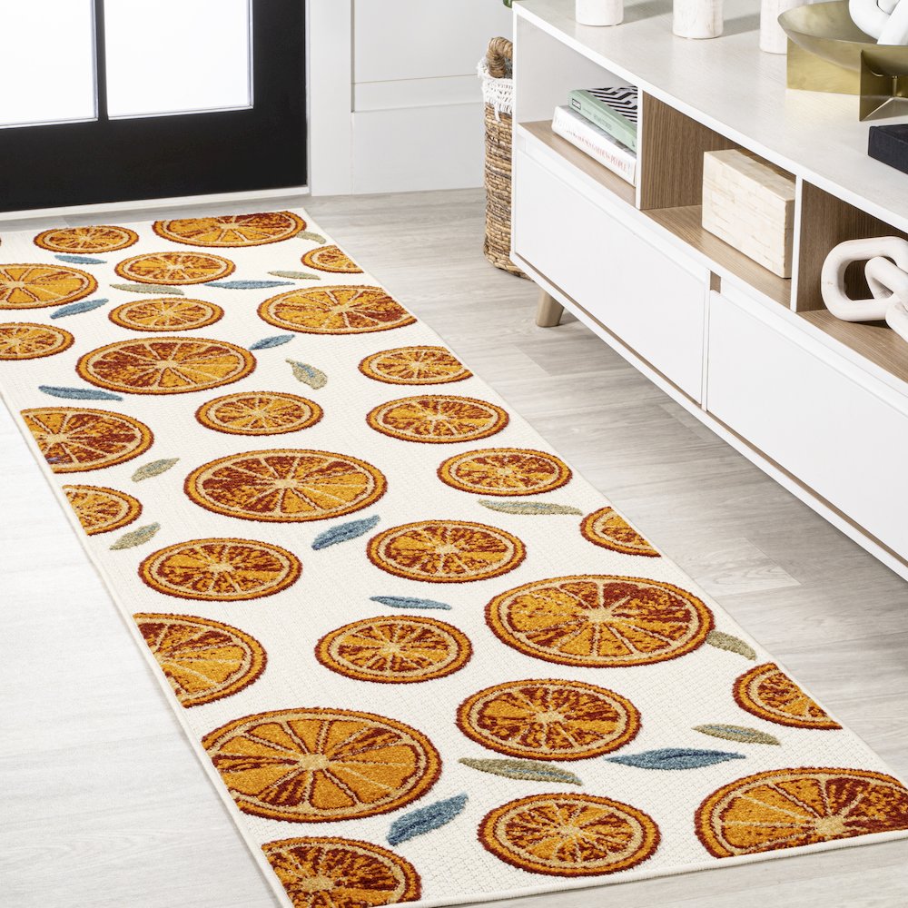 Aranciata Citrus Slice High-Low Indoor/Outdoor Area Rug. Picture 2