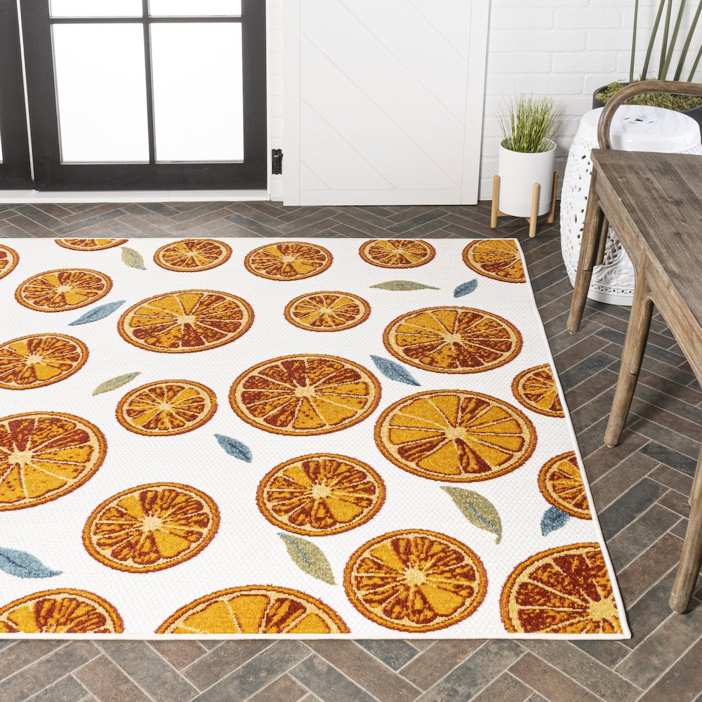 Aranciata Citrus Slice High-Low Indoor/Outdoor Area Rug. Picture 7