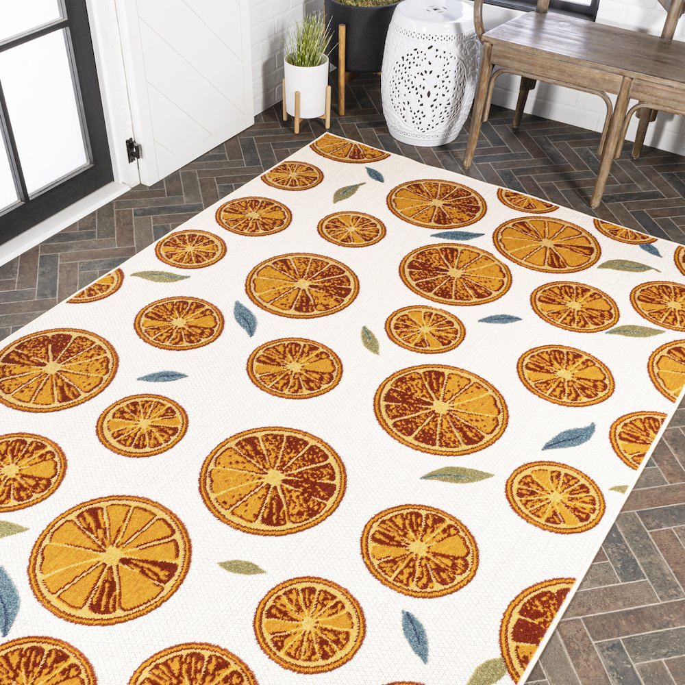 Aranciata Citrus Slice High-Low Indoor/Outdoor Area Rug. Picture 8