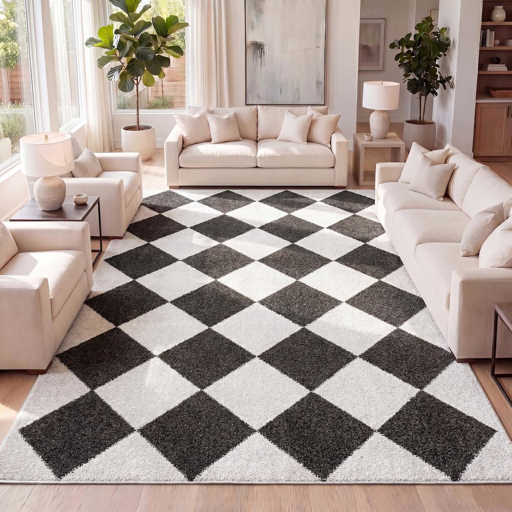Draper Classic Geometric Diamond Pattern Area Rug. Picture 8