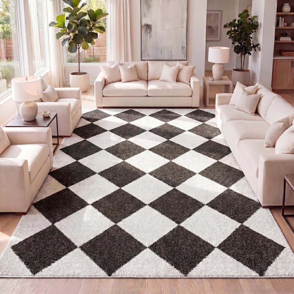 Draper Classic Geometric Diamond Pattern Area Rug. Picture 8
