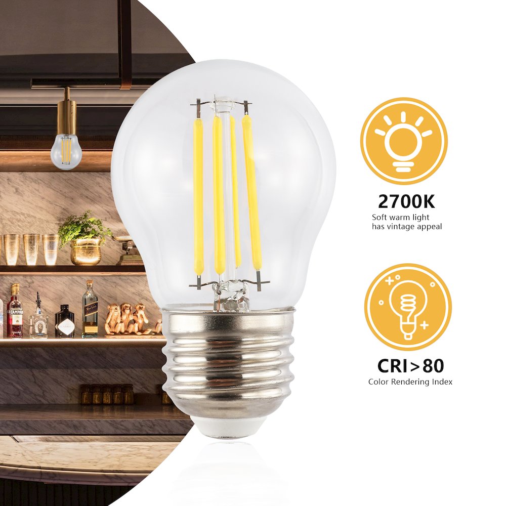 Classic Non-Dimmable G35 4-Watt Led Edison Glass Bulbs With E26 Base (Pack Of 6). Picture 1