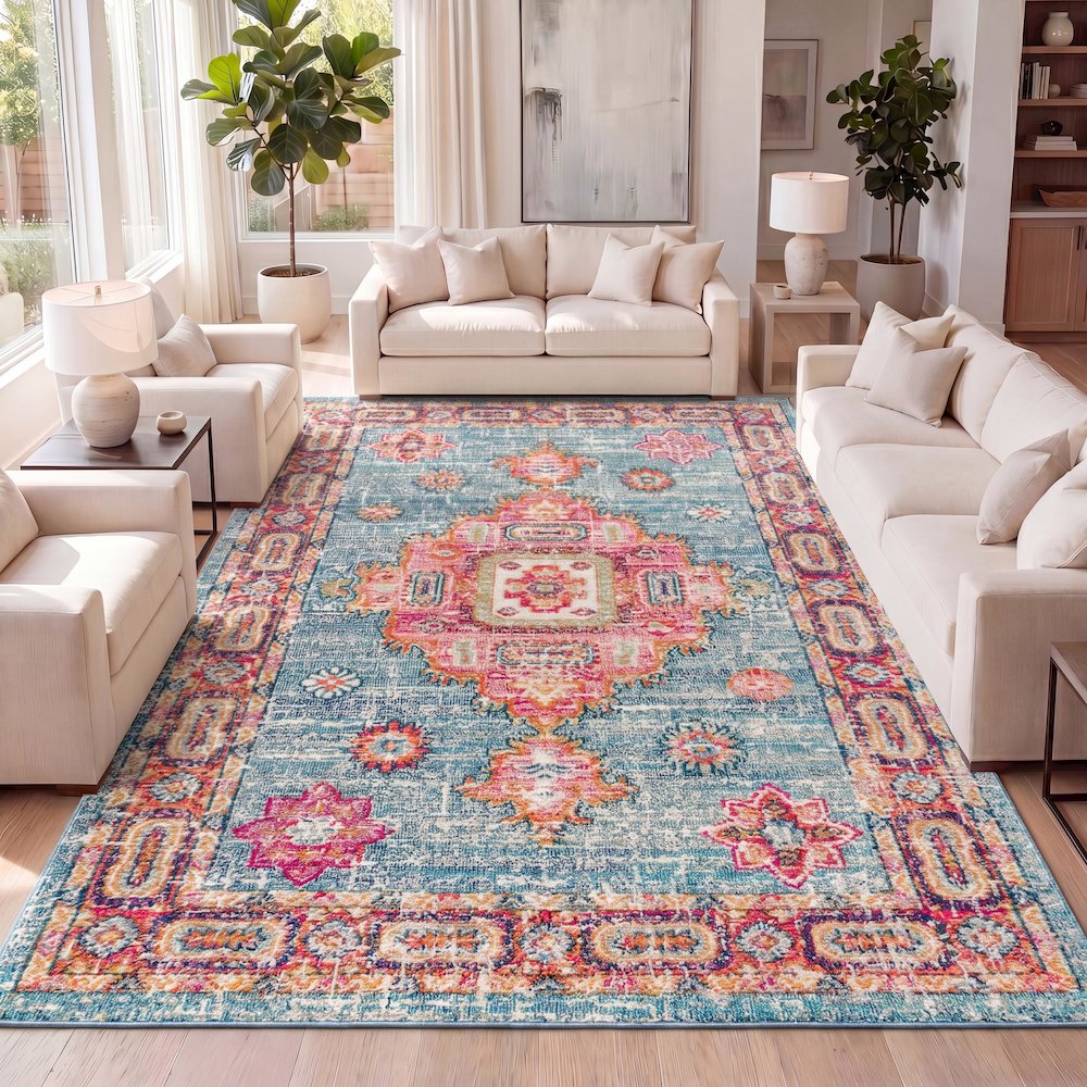 Bpl Bohemian Flair Boho Vintage Medallion Area Rug. Picture 9
