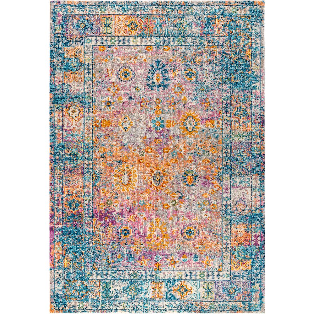 Vibrant Bohemian Flair Boho Vintage Medallion Area Rug. Picture 1