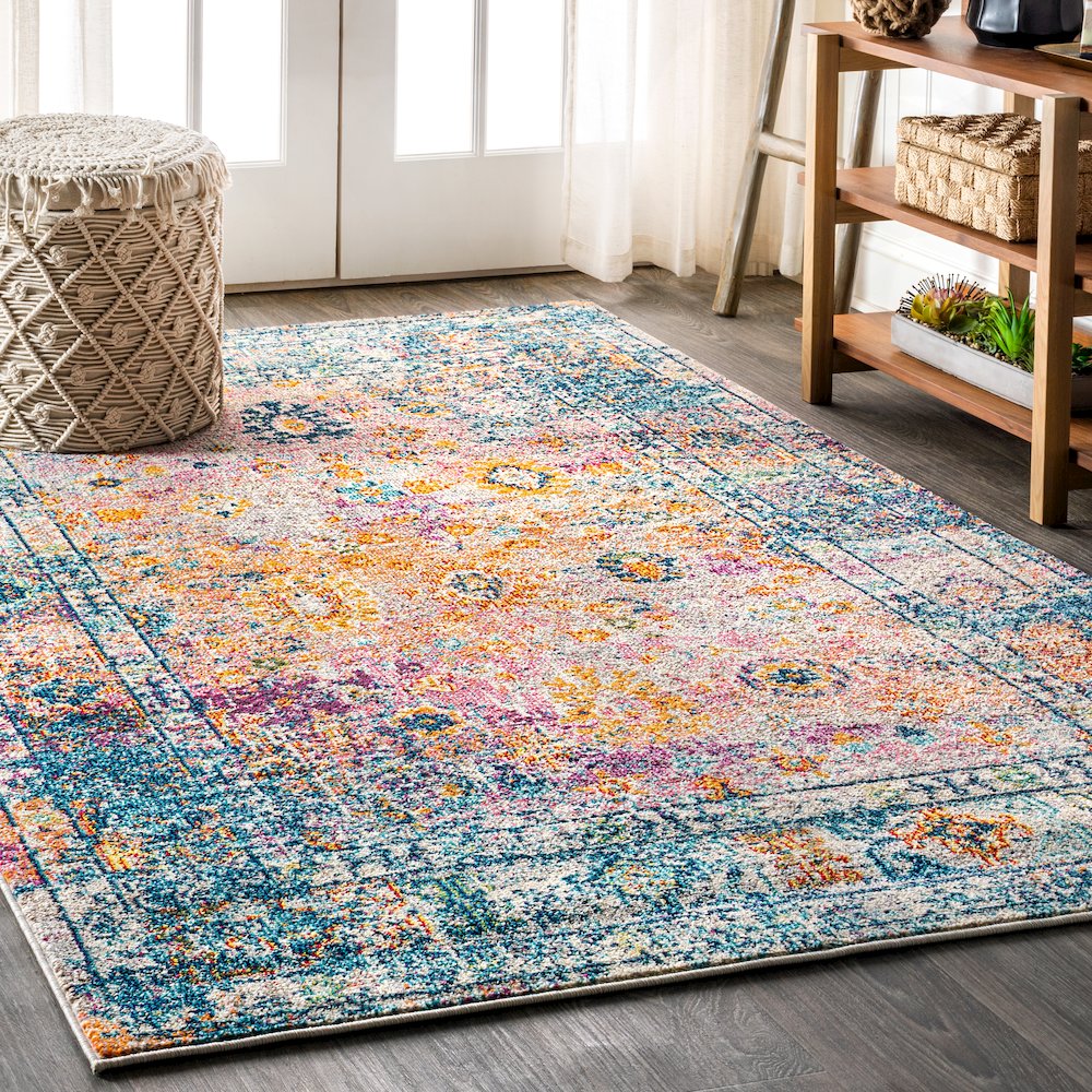 Vibrant Bohemian Flair Boho Vintage Medallion Area Rug. Picture 2