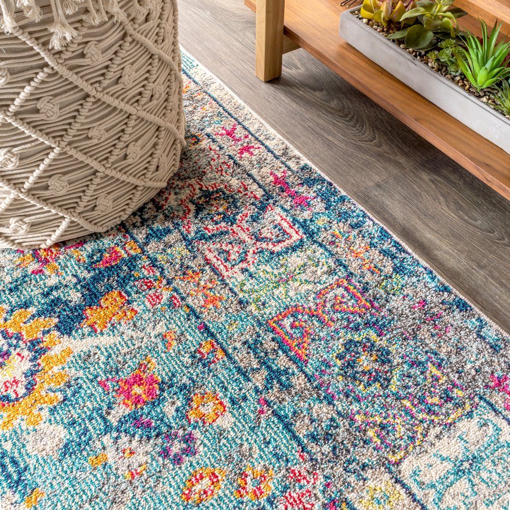 Vibrant Bohemian Flair Boho Vintage Medallion Area Rug. Picture 5