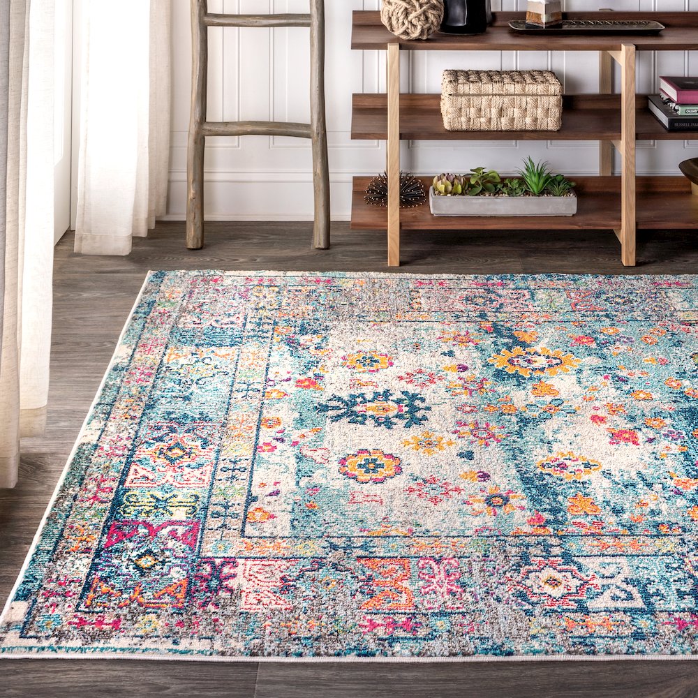Vibrant Bohemian Flair Boho Vintage Medallion Area Rug. Picture 3