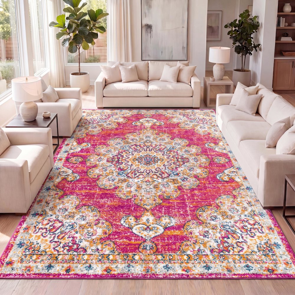 Leann Bohemian Flair Boho Vintage Medallion Area Rug. Picture 9