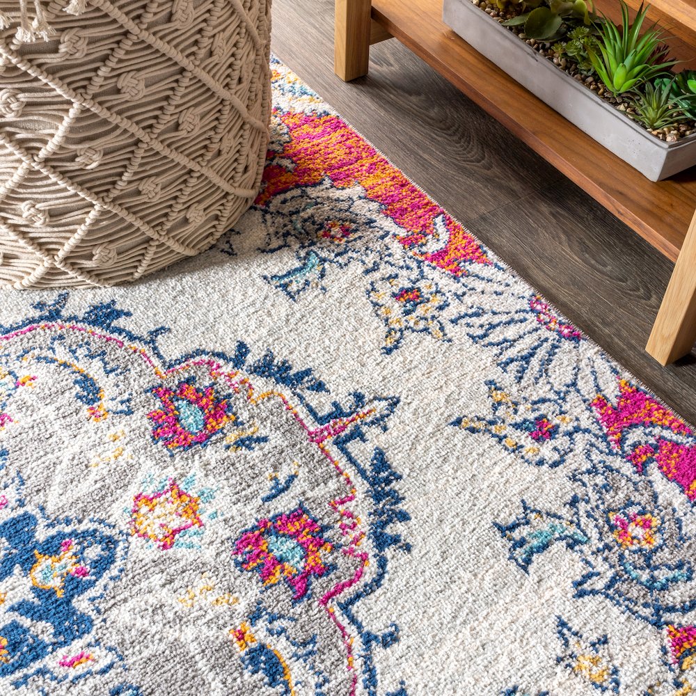 Bright Bohemian Flair Boho Vintage Medallion Area Rug. Picture 5
