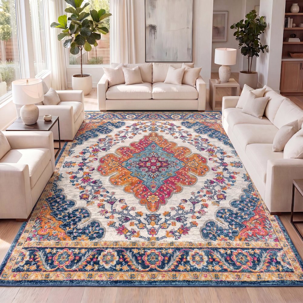 Bohemian Flair Boho Vintage Medallion Area Rug. Picture 10