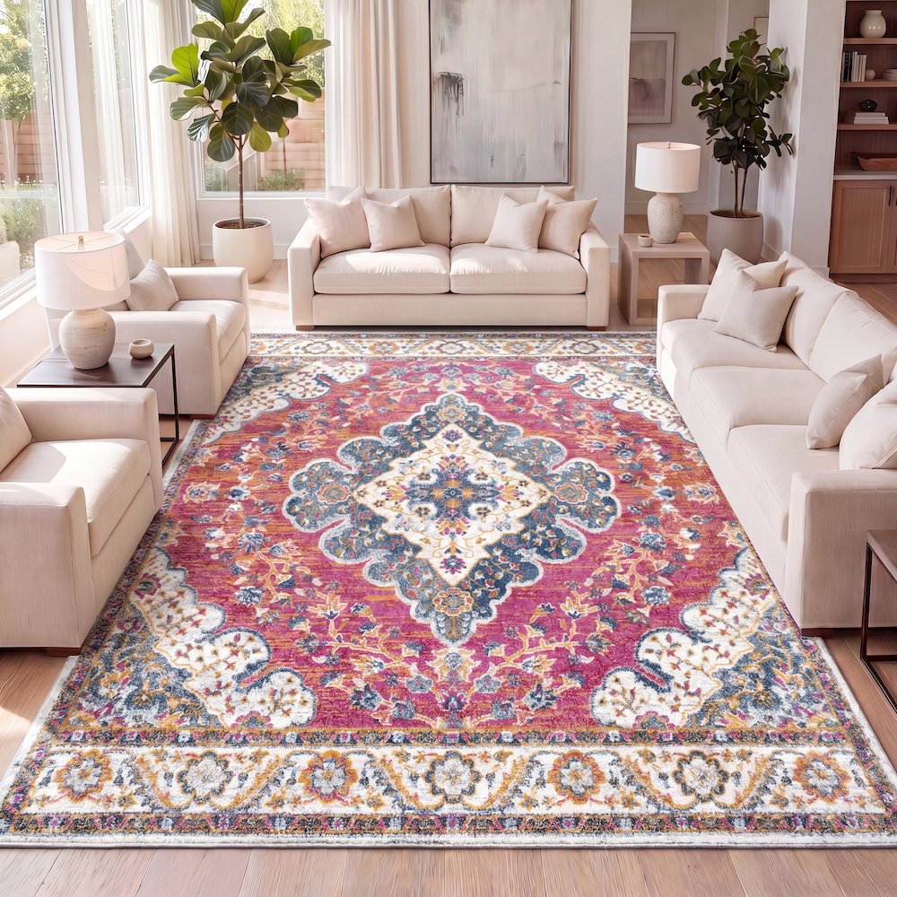 Bohemian Flair Boho Vintage Medallion Area Rug. Picture 12