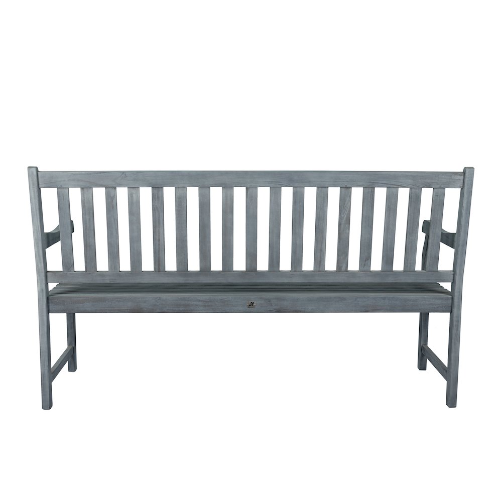 Laurel 59" Slatted Acacia Wood Indoor/Outdoor Patio Garden Bench with Armrests. Picture 4