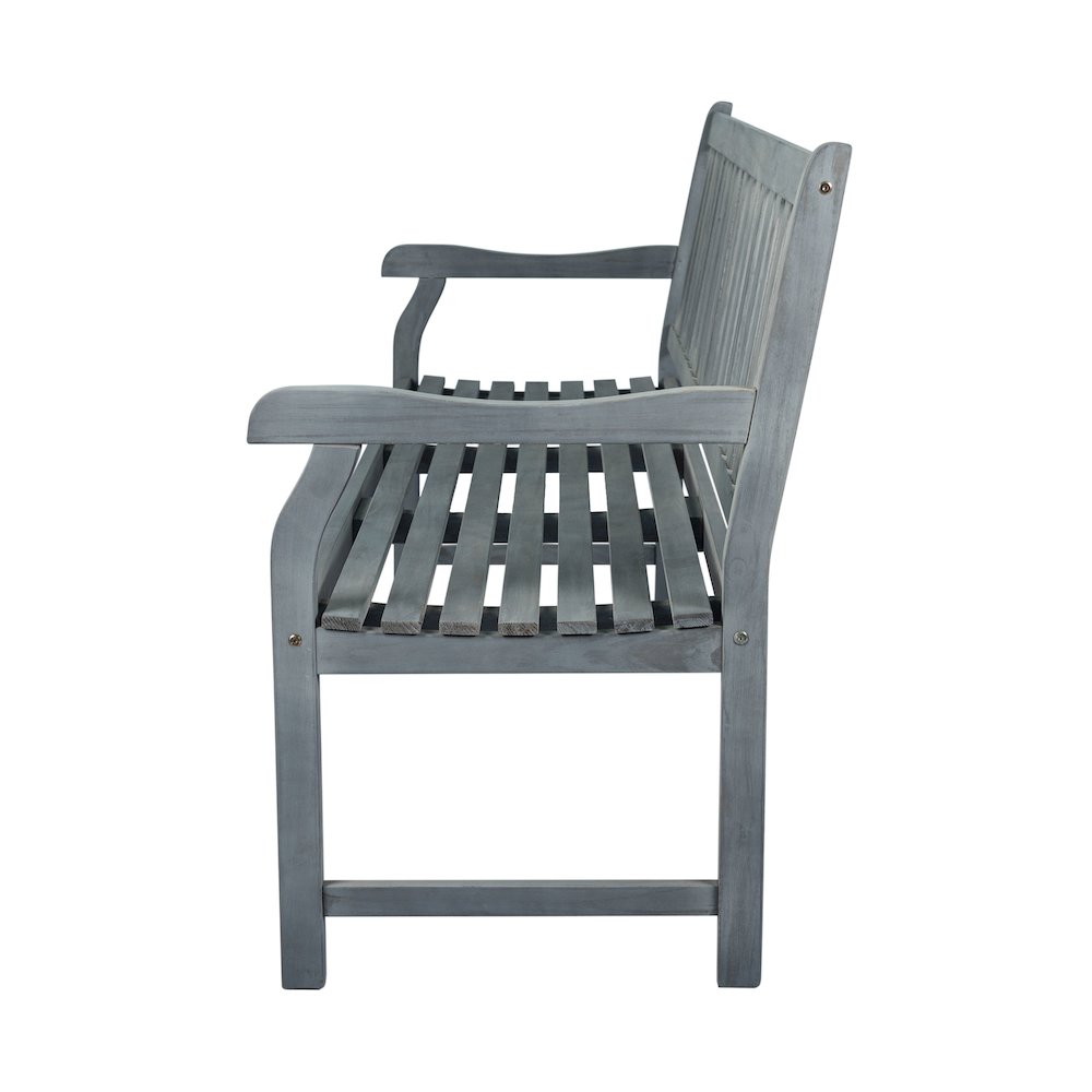 Laurel 59" Slatted Acacia Wood Indoor/Outdoor Patio Garden Bench with Armrests. Picture 3