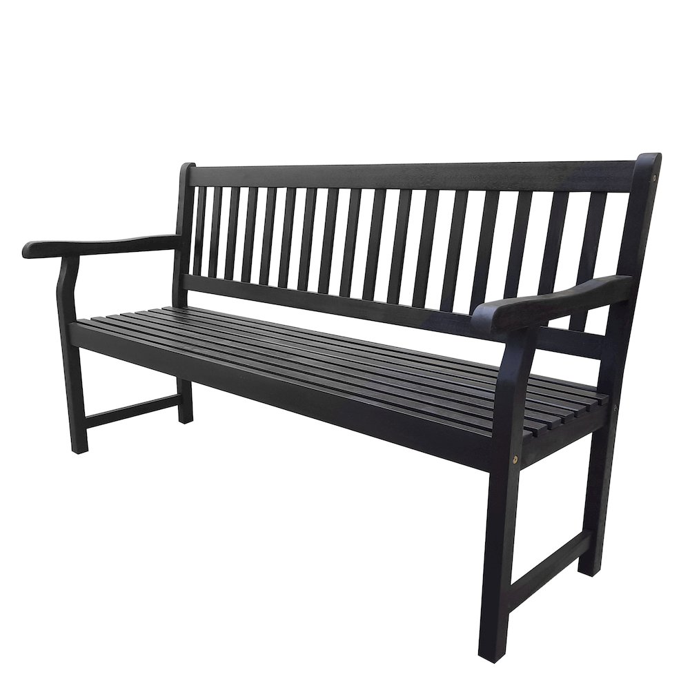 Laurel 59" Slatted Acacia Wood Indoor/Outdoor Patio Garden Bench with Armrests. Picture 1